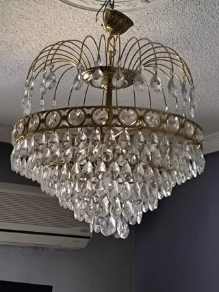 Lámpara de techo cristal retro dorada