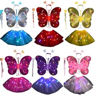 Accesorios de disfraz LED, faldas para niñas, falda de mariposa traje de luces
