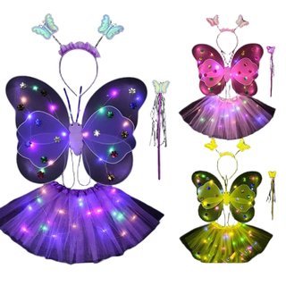 Accesorios de disfraz LED, faldas para niñas, falda de mariposa traje de luces