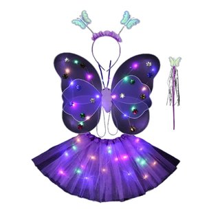 Accesorios de disfraz LED, faldas para niñas, falda de mariposa traje de luces