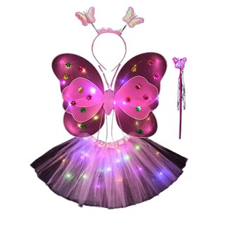 Accesorios de disfraz LED, faldas para niñas, falda de mariposa traje de luces