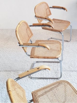 4 Cescas de BAMBÚ B64. Vintage, 70s.