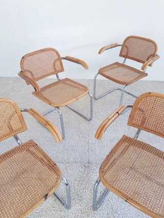4 Cescas de BAMBÚ B64. Vintage, 70s.
