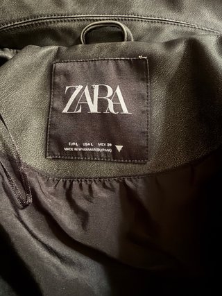 Cazadora Biker Zara Negra Mujer, estilo envejecido