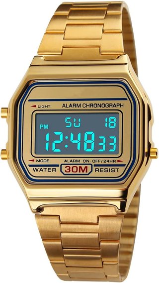 Ausla Reloj de Pulsera Digital Vintage, 30M Resistente Al Agua, Impermeable Acero Inoxidable plata, NUEVO