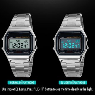 Ausla Reloj de Pulsera Digital Vintage, 30M Resistente Al Agua, Impermeable Acero Inoxidable dorado, NUEVO