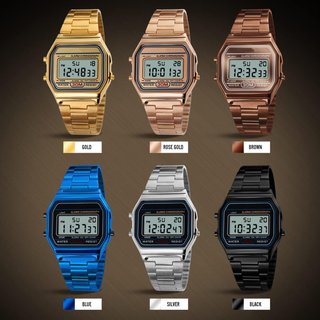 Ausla Reloj de Pulsera Digital Vintage, 30M Resistente Al Agua, Impermeable Acero Inoxidable dorado, NUEVO