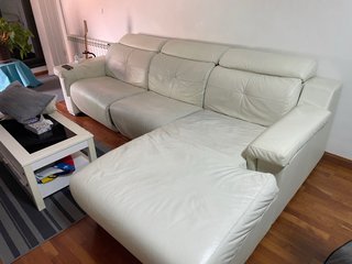 Sofá Cheslong Blanco Piel