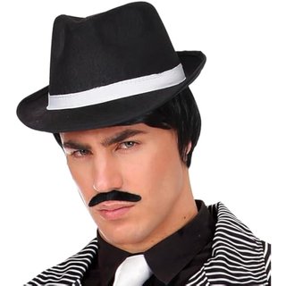 Disfraz Gangster Felt Black withWhite Band 20s 30s Gangster Hats Caps & Headwear for Fancy Dress Costumes Accessory