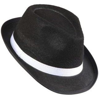 Disfraz Gangster Felt Black withWhite Band 20s 30s Gangster Hats Caps & Headwear for Fancy Dress Costumes Accessory