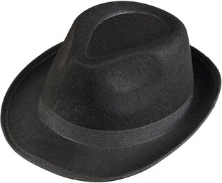 Disfraz Gangster Felt Black withWhite Band 20s 30s Gangster Hats Caps & Headwear for Fancy Dress Costumes Accessory