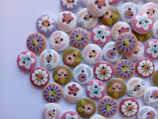 16 bottoni fiori stile retrò colori pastello