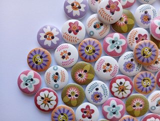 16 bottoni fiori stile retrò colori pastello