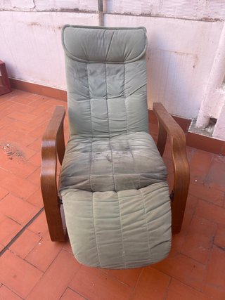 Sillón reclinable madera y tela