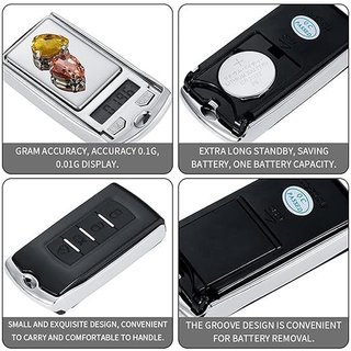 Bascula llavero Escala Gramo Portátil 200g / 0.01g Pantalla LCD Multifunción con Forma Llave Coche Alta Precisión para Joyería Medicina Comida, Nuevo