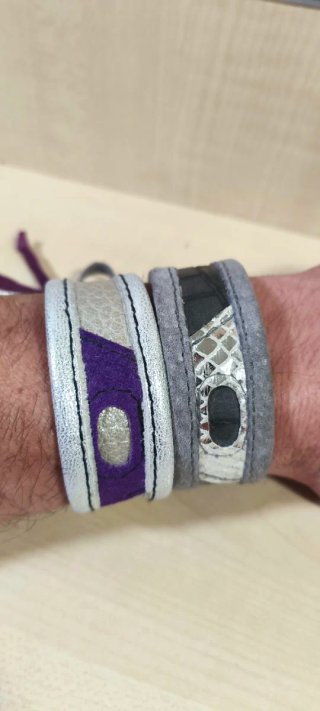 2 Braccialetti Donna Argento e Viola