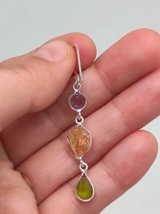 Pendientes Plata 925 Minerales Amatista Citrino Pe