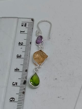 Pendientes Plata 925 Minerales Amatista Citrino Pe