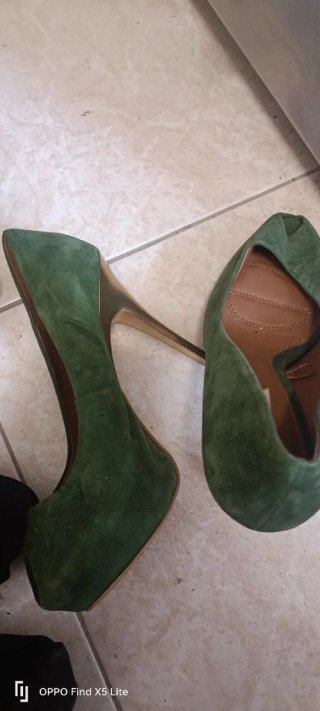 3 Pares Zapatos Tacón Negro y Verde