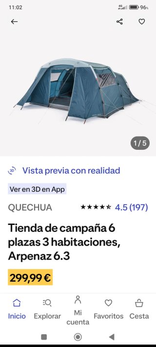 Tienda de campaña 6 plazas Arpenaz 6.3