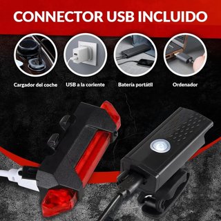 Luces Bicicleta,patinete, Delantera,Trasera- CYGM-2218, Led Recargable USB -Ipx6- Carga Rápida