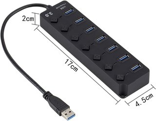 Regleta USB 3.0 ,7 Puertos DE-XP1132B Adaptador SuperSpeed 5Gbps de Transferencia , ENVIO 24H