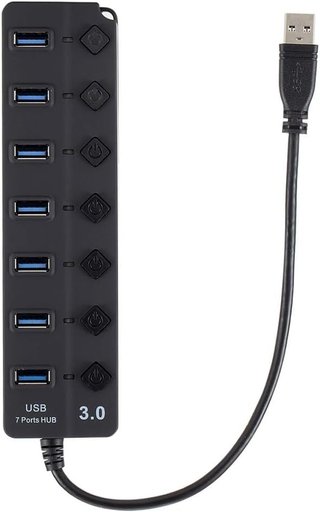Regleta USB 3.0 ,7 Puertos DE-XP1132B Adaptador SuperSpeed 5Gbps de Transferencia , ENVIO 24H