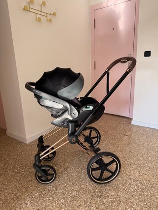 Cybex Priam negro-rose, Capazo + Portabebé