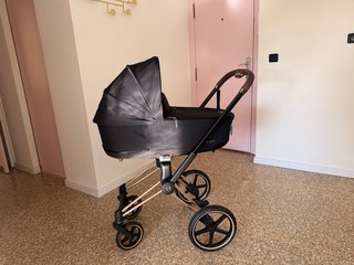 Cybex Priam negro-rose, Capazo + Portabebé