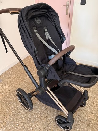 Cybex Priam negro-rose, Capazo + Portabebé