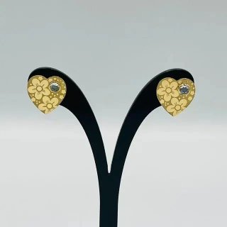 PENDIENTES CORAZON "FLORES" CON CIRCONITA.