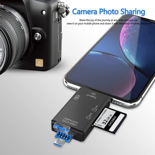 Lector Tarjetas SD/Micro SD, SD USB c,6 in 1 Micro USB OTG Adaptador de Memoria para TF, SDXC, SDHC, MS, MMC, MSXC