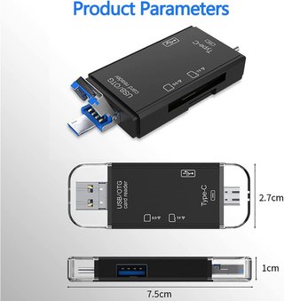 Lector Tarjetas SD/Micro SD, SD USB c,6 in 1 Micro USB OTG Adaptador de Memoria para TF, SDXC, SDHC, MS, MMC, MSXC