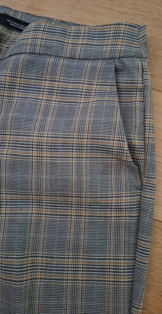 Calças Zara xadrez cinza e amarelo