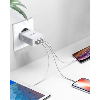 Cargador rapido DeepDream USB 3.0 30W ,3 Puertos, Móvil BLANCO