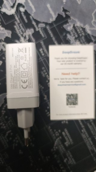 Cargador rapido DeepDream USB 3.0 30W ,3 Puertos, Móvil BLANCO