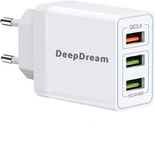 Cargador rapido DeepDream USB 3.0 30W ,3 Puertos, Móvil BLANCO