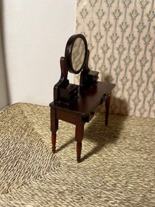 Toeletta specchio bambole legno scuro