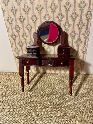 Toeletta specchio bambole legno scuro