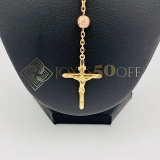ROSARIO CORONA TRICOLOR. Oro 18k.