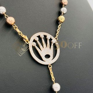 ROSARIO CORONA TRICOLOR. Oro 18k.