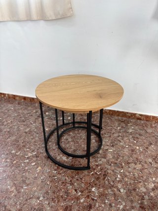 Mesas nido redondas madera y metal
