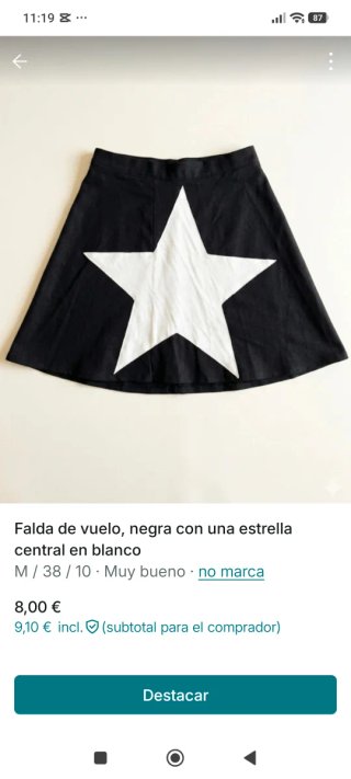 Falda negra con estrella blanca