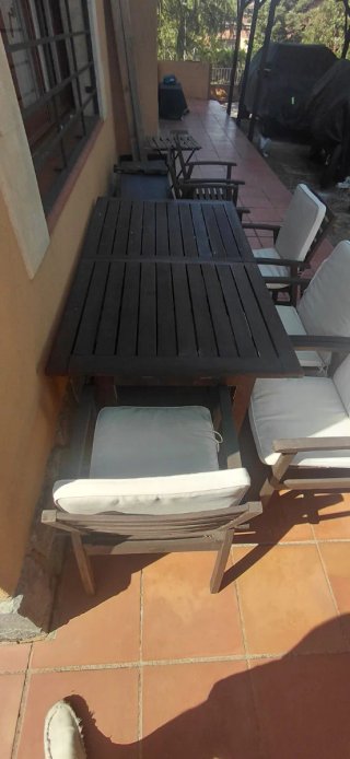 Mesa y 6 Sillas de Jardín Madera.