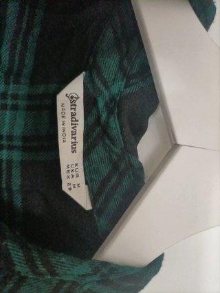 Vestido cuadros verde Stradivarius