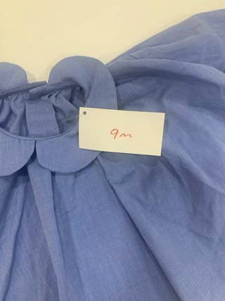 Vestido bebé azul con cuello Peter Pan
