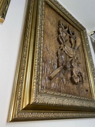 Gran Cuadro de Madera Caza 82,5 x66 Colección