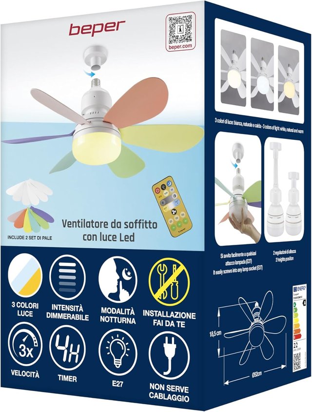Ventilatore da soffitto e lampada LED Beper P206VEN610