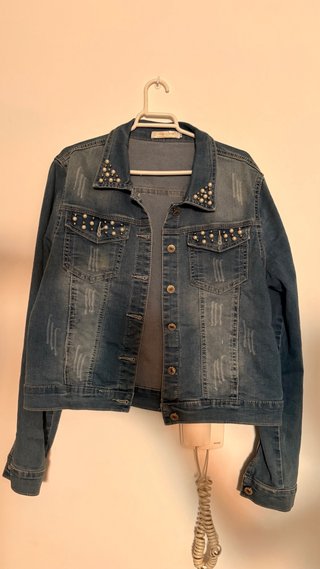 Chaqueta vaquera mujer con perlas