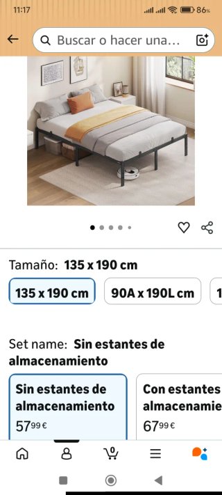 Somier Cama 135x190 Metal Negro